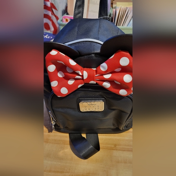 Disney Other - Disney Black Backpack with Red and White Bow